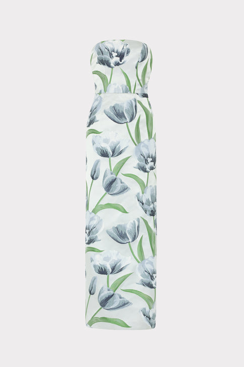 Floral-patterned bottle on a white background