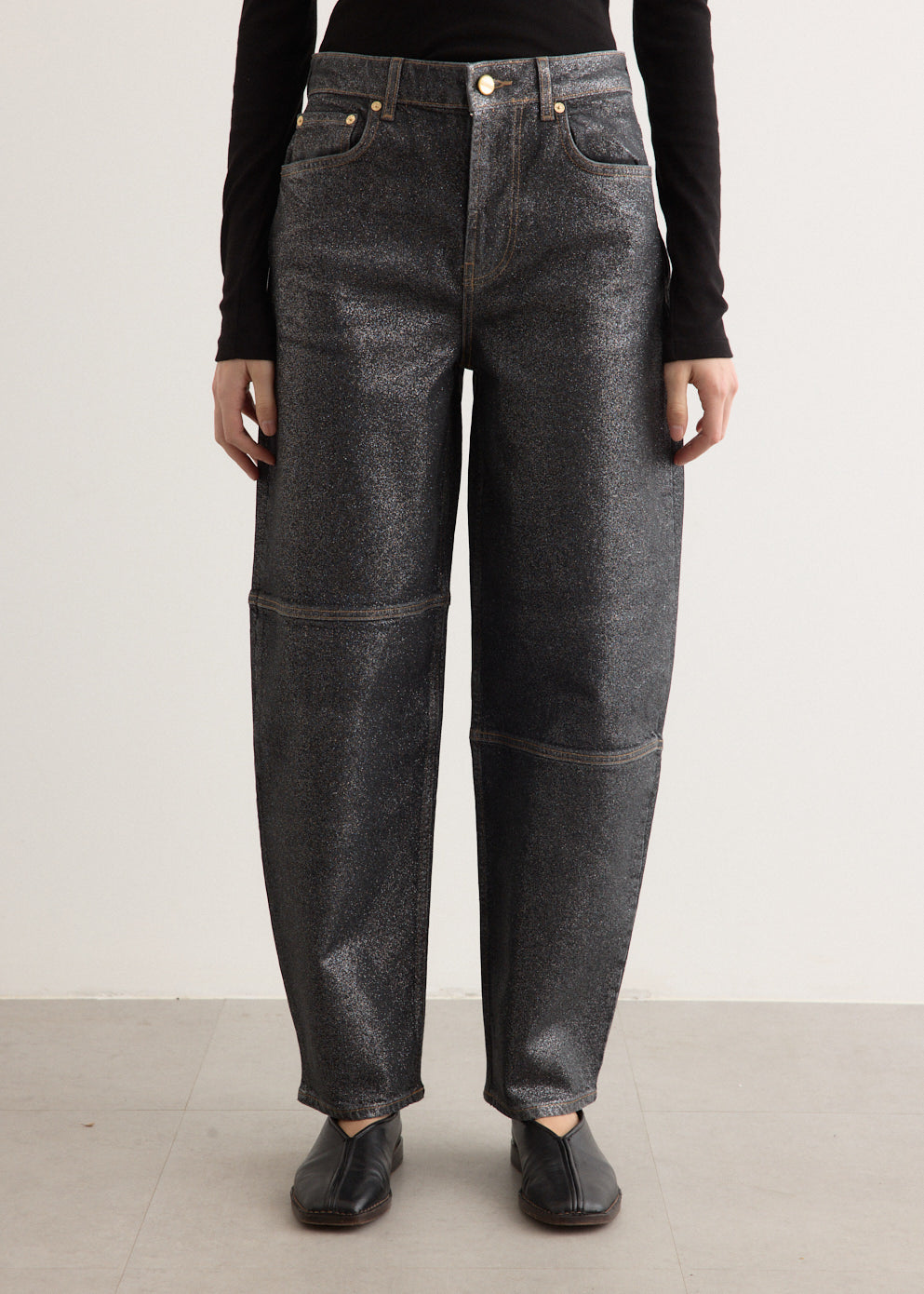 Shimmery Foil Denim Stary Jeans