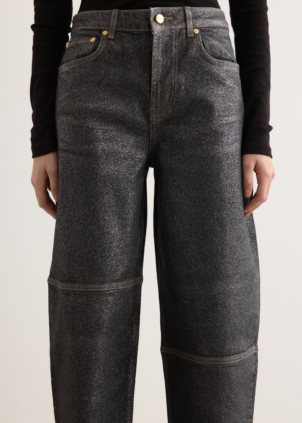 Shimmery Foil Denim Stary Jeans